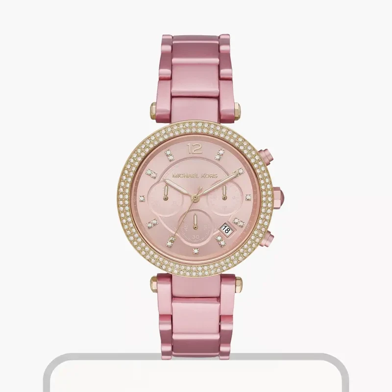 Michael Kors Parker Pink Dial Pink Band Ladies Watch- MK6806